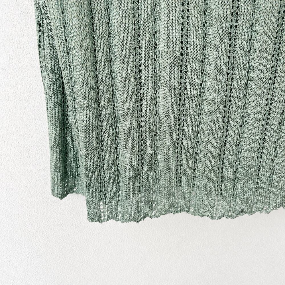 St John Vintage 2006 Sage Metallic Knit Tank Top M Made USA Quiet Luxury - Picture 2 of 6